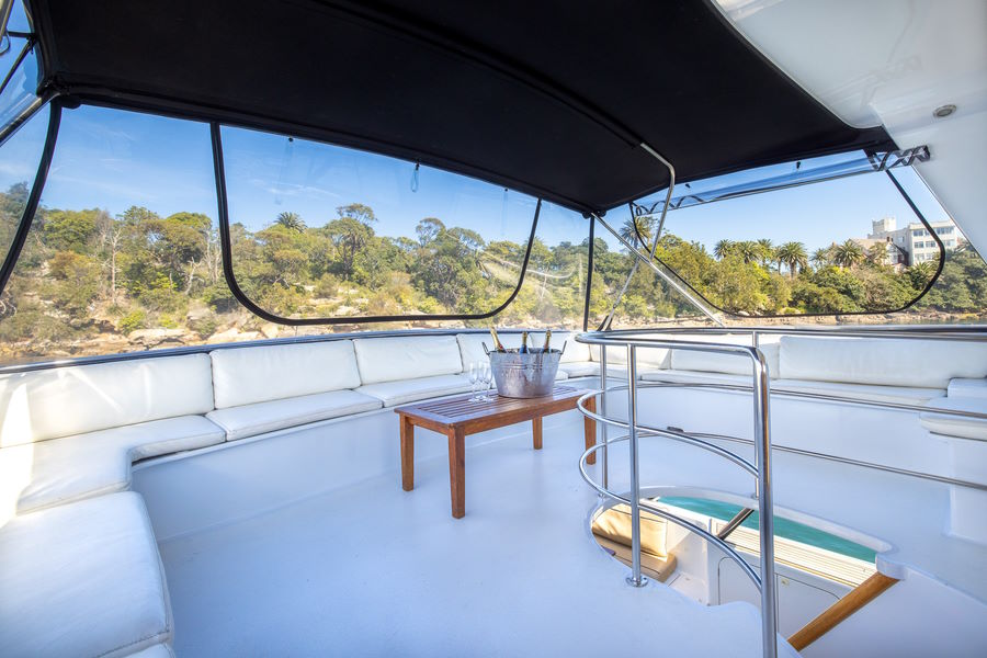 Upper deck lounge with harbour views